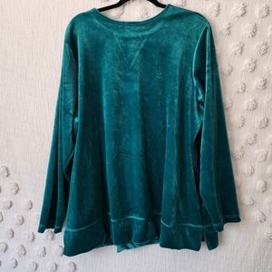 Woman Within Green Velour Longsleeve Top size 1x